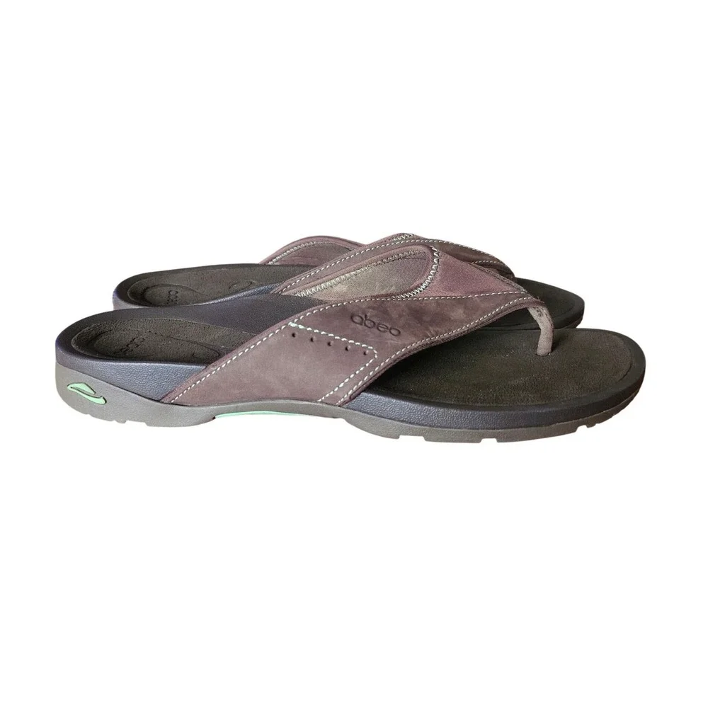 Abeo Balboa Orthotic Thong Sandals Women's 9.5 Brown Comfort Walking Flip Flops